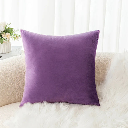 Velvet Pillowcase Sofa Cushion Cover – Solid Color Throw Pillow Case for Living Room
